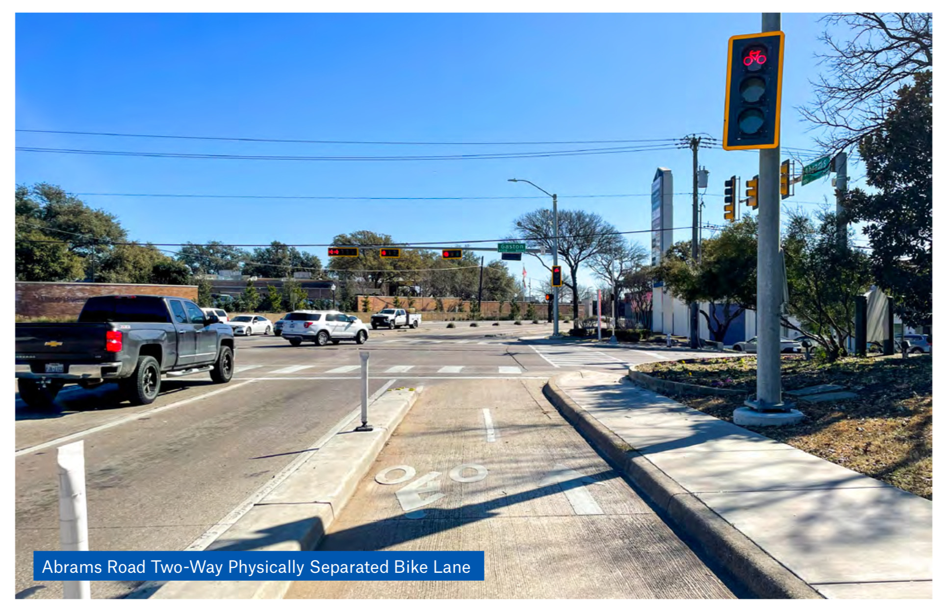 the Abrams Road two-way physically separated bike lane